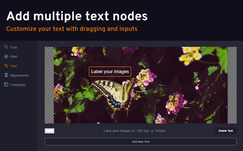 Add multiple text nodes and customize with dragging