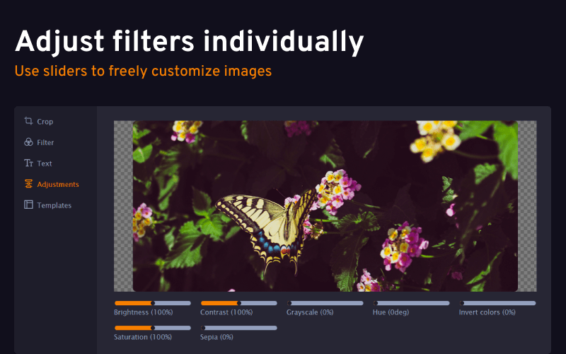 Use sliders to adjust filters individually