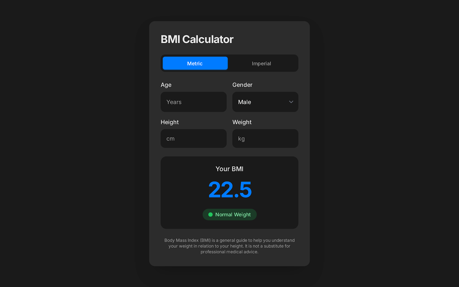 React BMI Calculator component