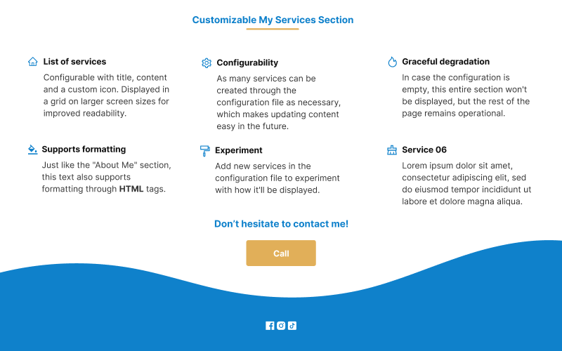 Customizable my services section