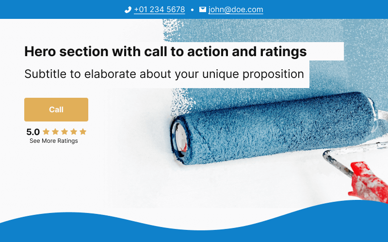 Hero section with CTA and rating