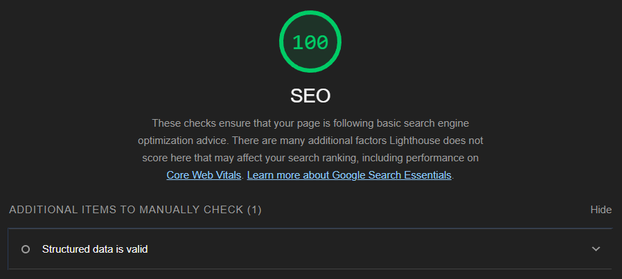 Lighthouse SEO score