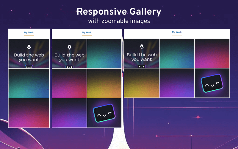 Responsive Gallery component with zoomable images
